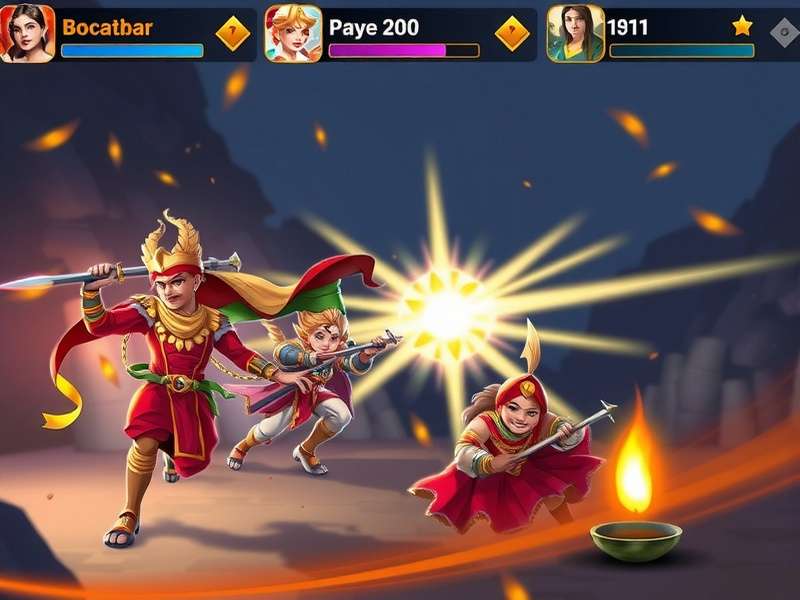 Dynamo Victory Vanguards gameplay screenshot showing Indian-themed characters in battle